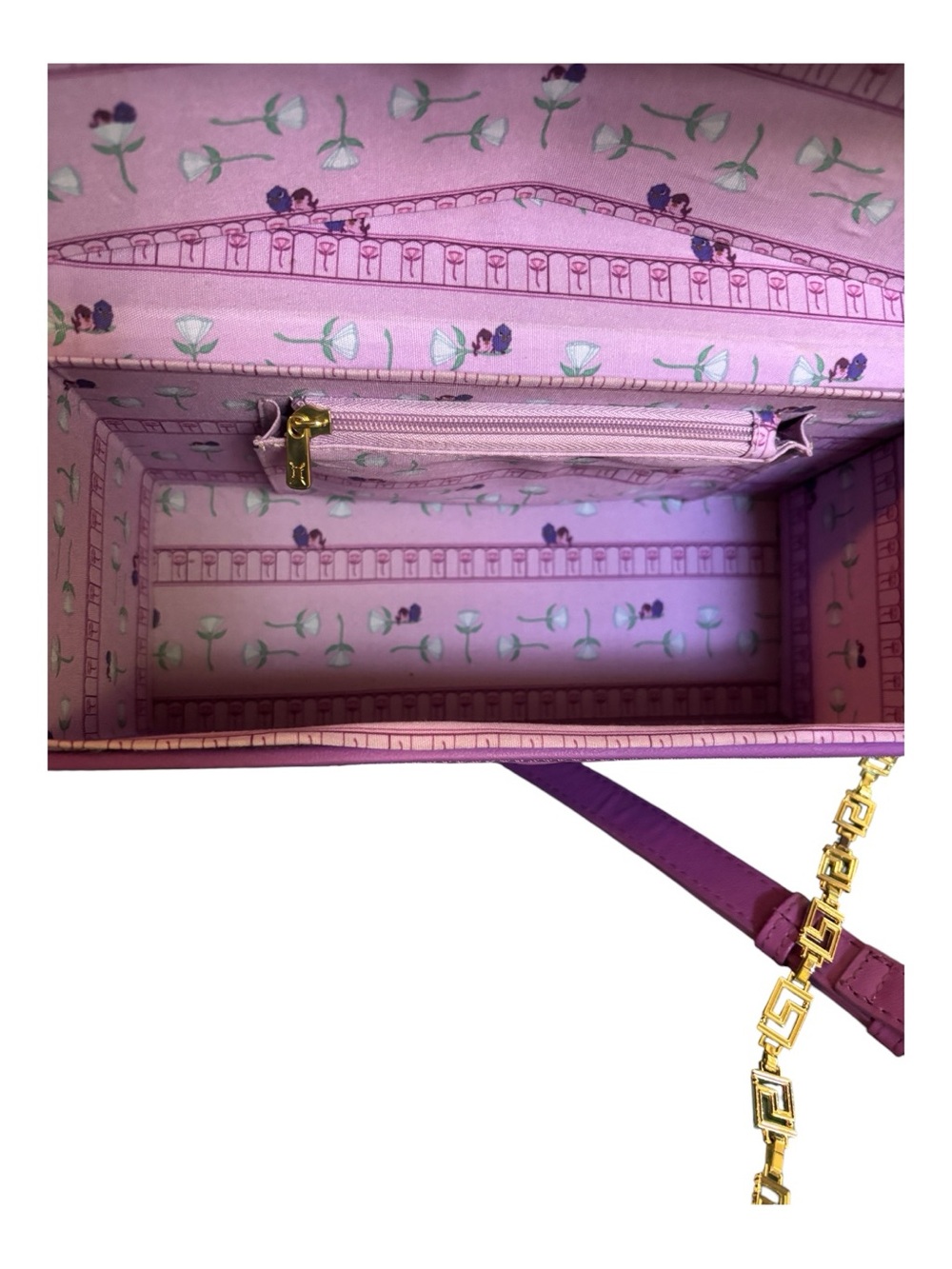 Loungefly Pink Sculptural Panel Box Crossbody with Gold Chain - Picture 12 of 12